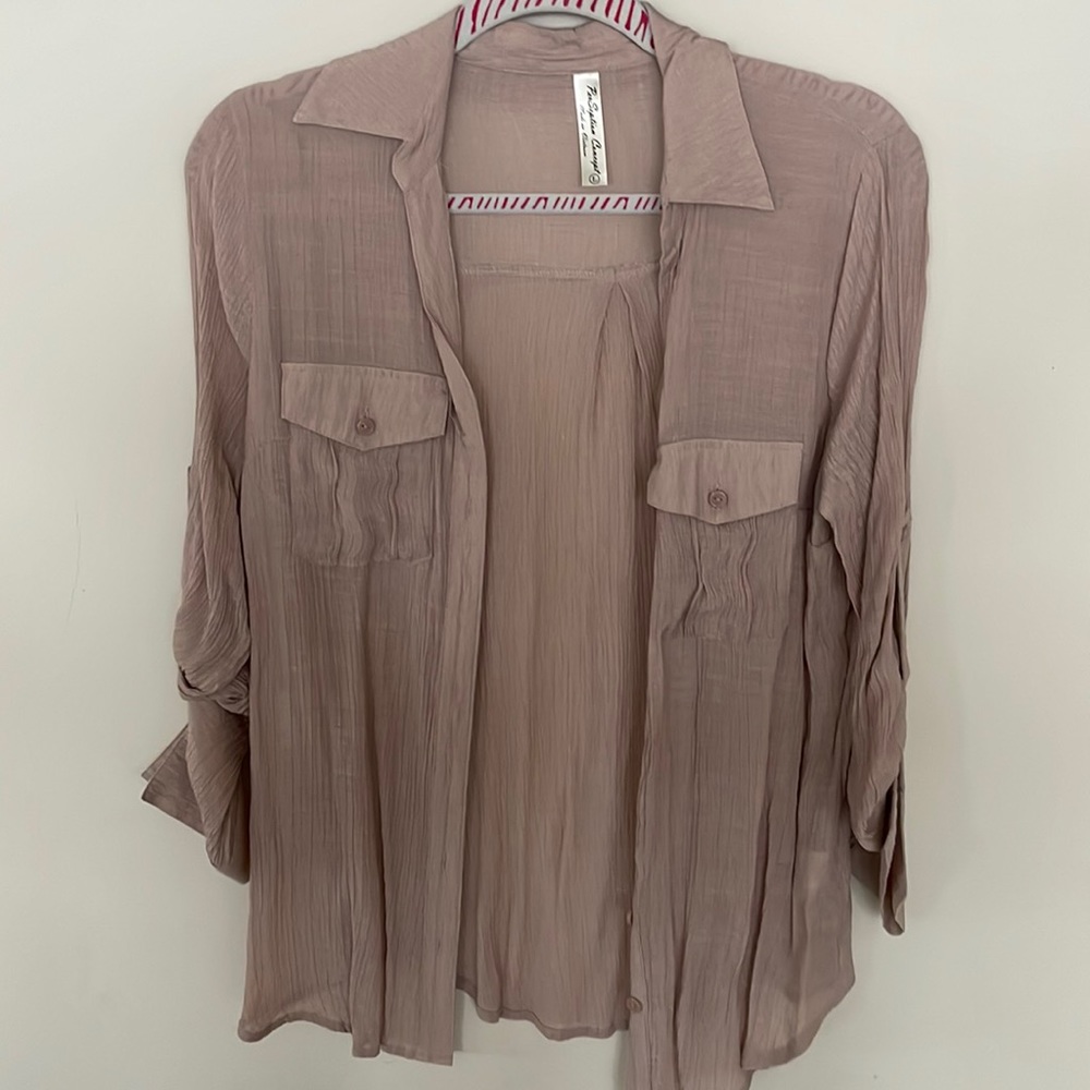 Per Seption Concept crepe like button down shirt